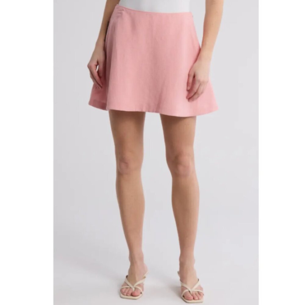 Rag & Bone 'Elsie' Linen-Blend A-Line Mini Skirt, Pink